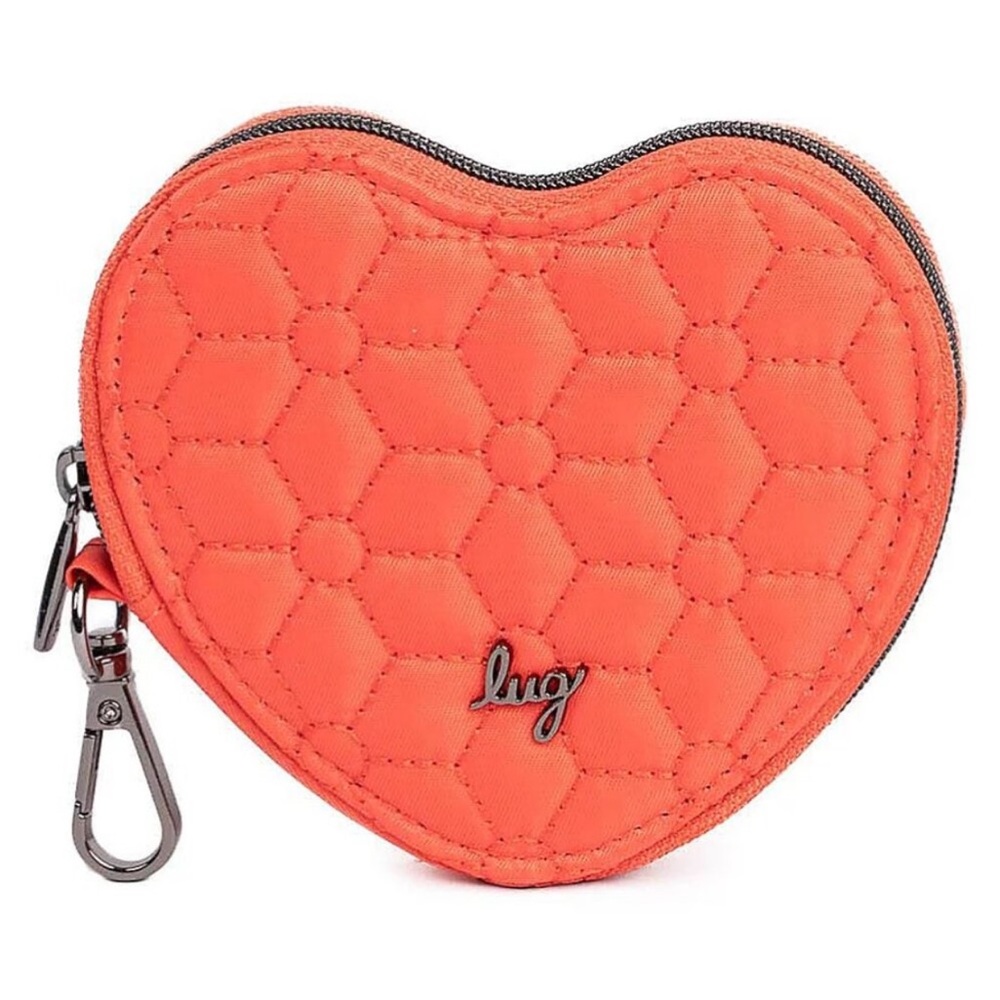 Lug Heart-Shaped Quilted Coin Pouch. NWT. Papaya